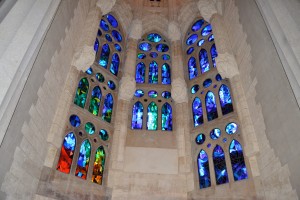 Sagrada Família stained glass in Barcelona, Spain