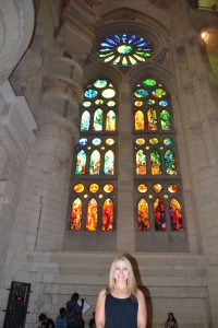 Sagrada Família stained glass in Barcelona, Spain